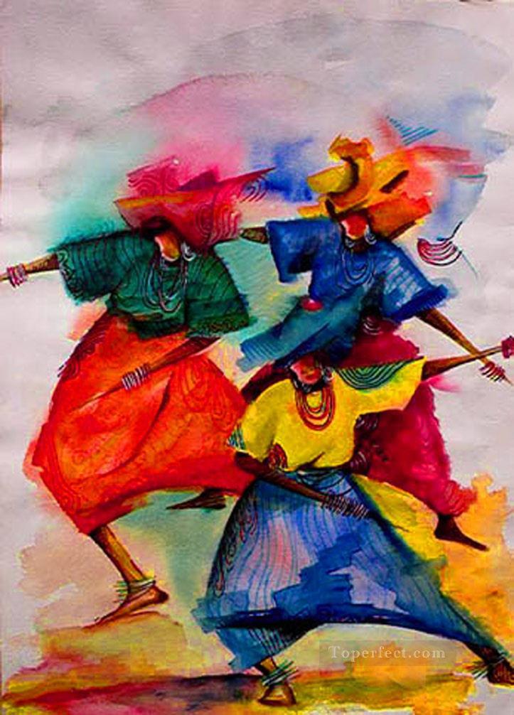 danse gouache Afriqueine Peintures à l'huile